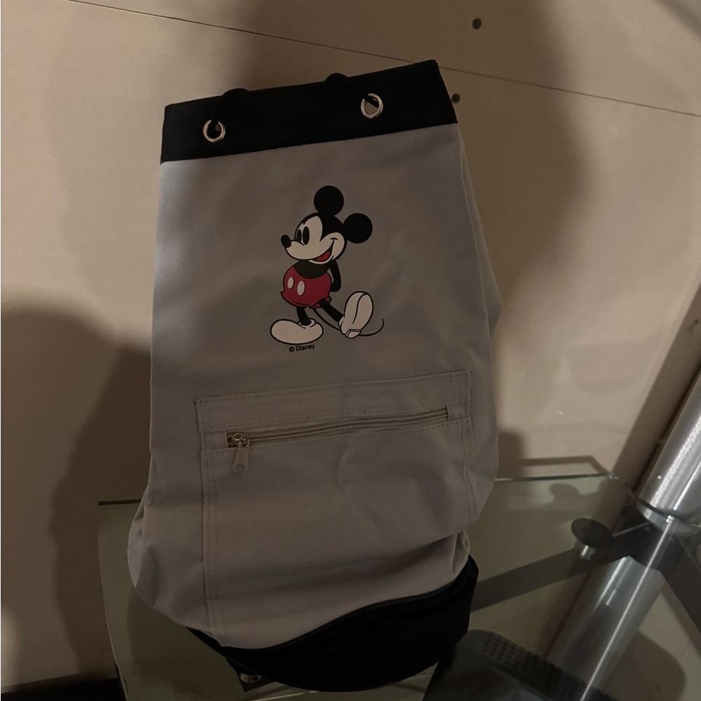 Disney Mickey Mouse Gray and Black Drawstring Bag